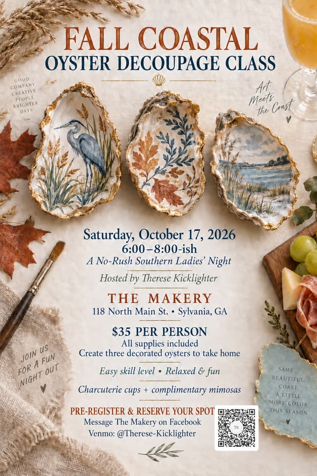 Fall Coastal Oyster Decoupage Class image 1