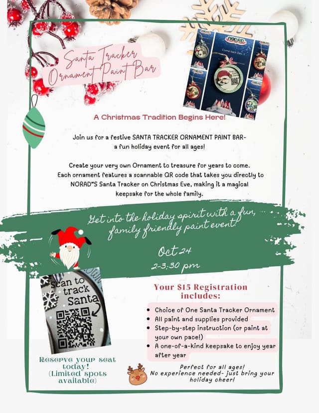 Santa Tracker Ornament Paint Bar at The Makery